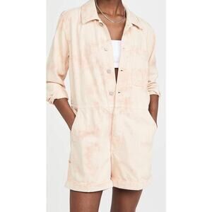 AMO Romper Women's XL Sherbert Tie Dye Denim Long Sleeve Utility Coverall